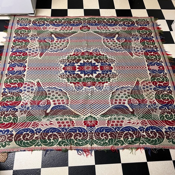 Colorful Vintage Tapestry with Bird Design
